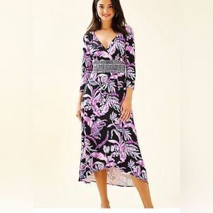 NWT $218  LILLY PULITZER SIZE SMALL FLEURIS MIDI DRESS *WILD WITHIN* ONYX